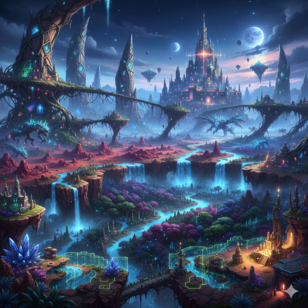 AI-generated fantasy game world representing procedural RPG environments